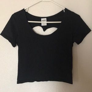 PINK! Heart cut out crop top